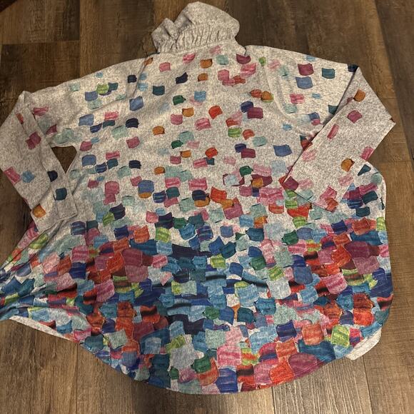 Et’ Lois Jacket Cardigan Confetti Colorful Top Shirt Sweater Ruffle Collar Neck - Picture 3 of 3